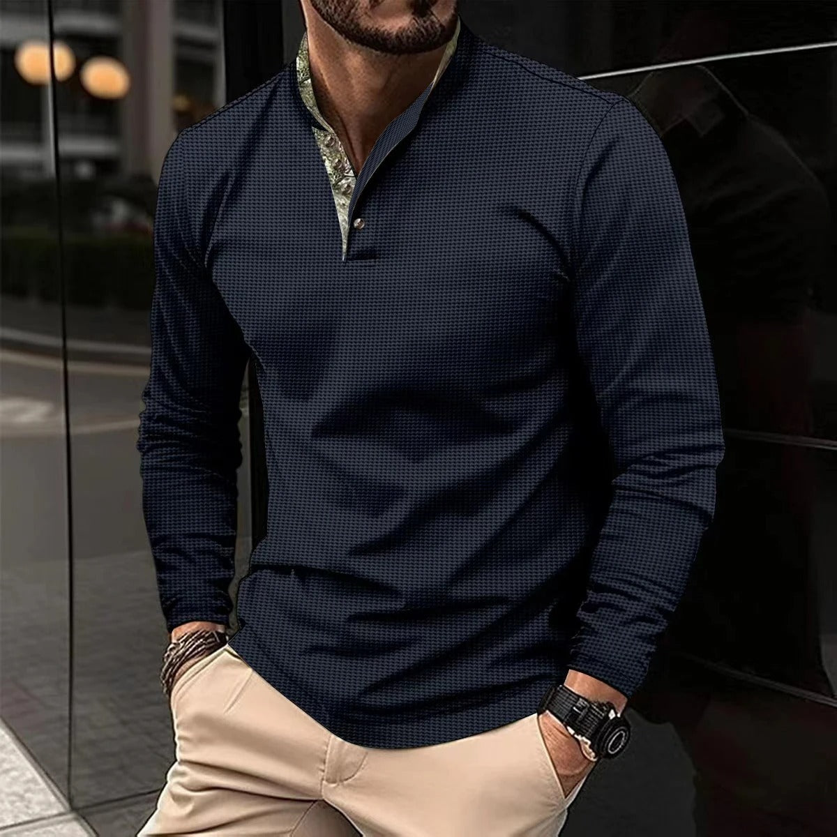 Stijlvolle longsleeve polo met gekleurde details voor heren