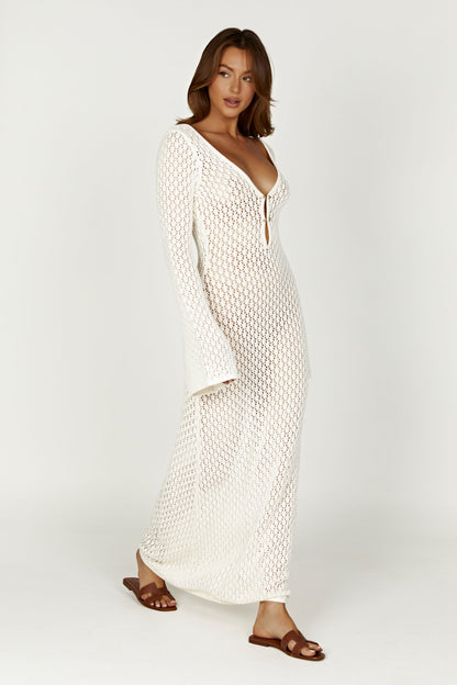 Elegante Witte Zomerjurk met Wijde Mouwen