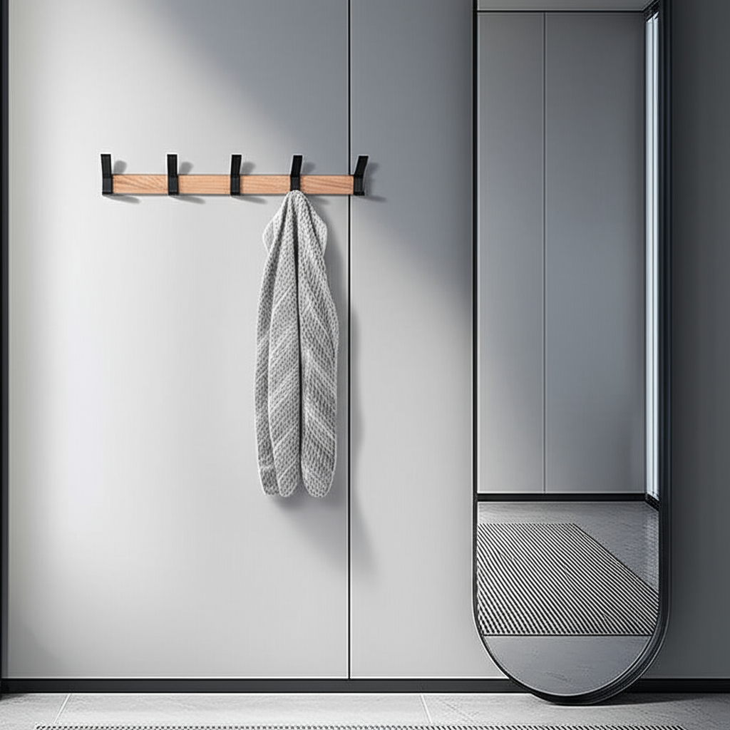 Wandkapstok Zwart – Verstelbare Haken – 40 cm – Scandinavisch Design