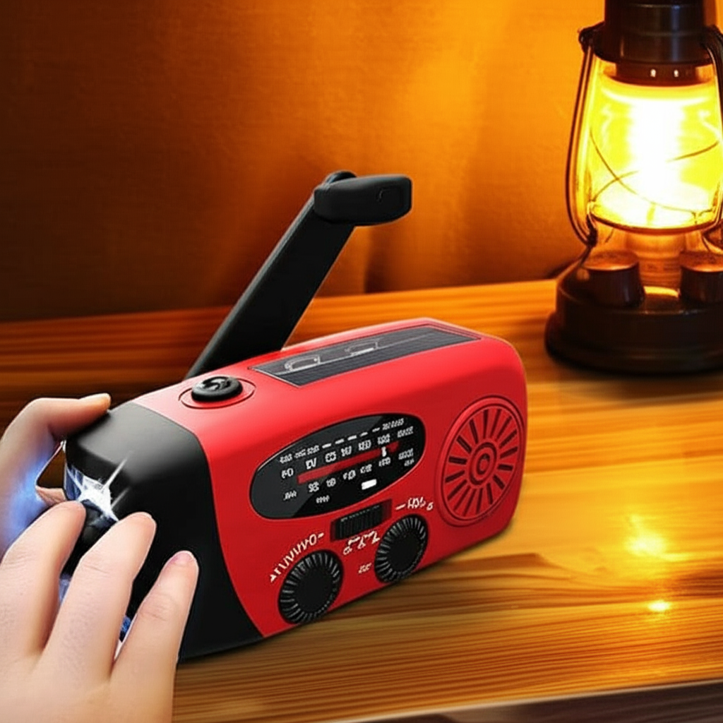 Noodradio op Zonne-energie | Handopwinder, Zaklamp & Powerbank
