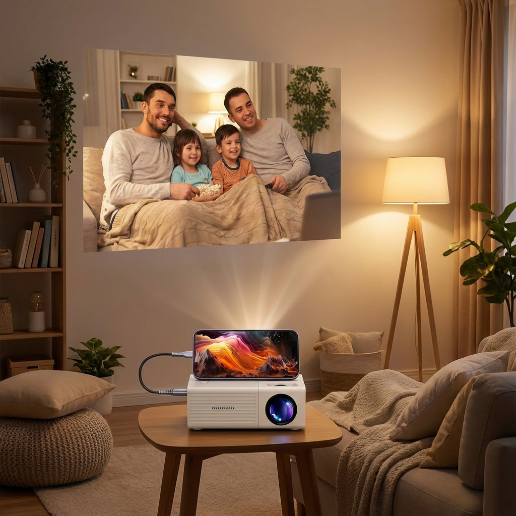 Mini Projector 3000 Lumen - Draagbaar, HDTV & USB, Perfect voor Thuisbioscoop & Buitenfilms