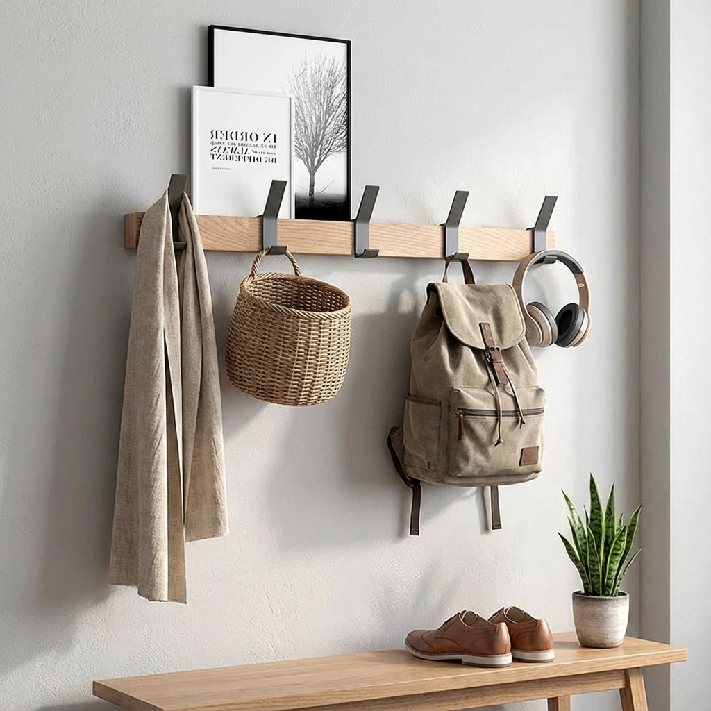 Wandkapstok Zwart – Verstelbare Haken – 40 cm – Scandinavisch Design