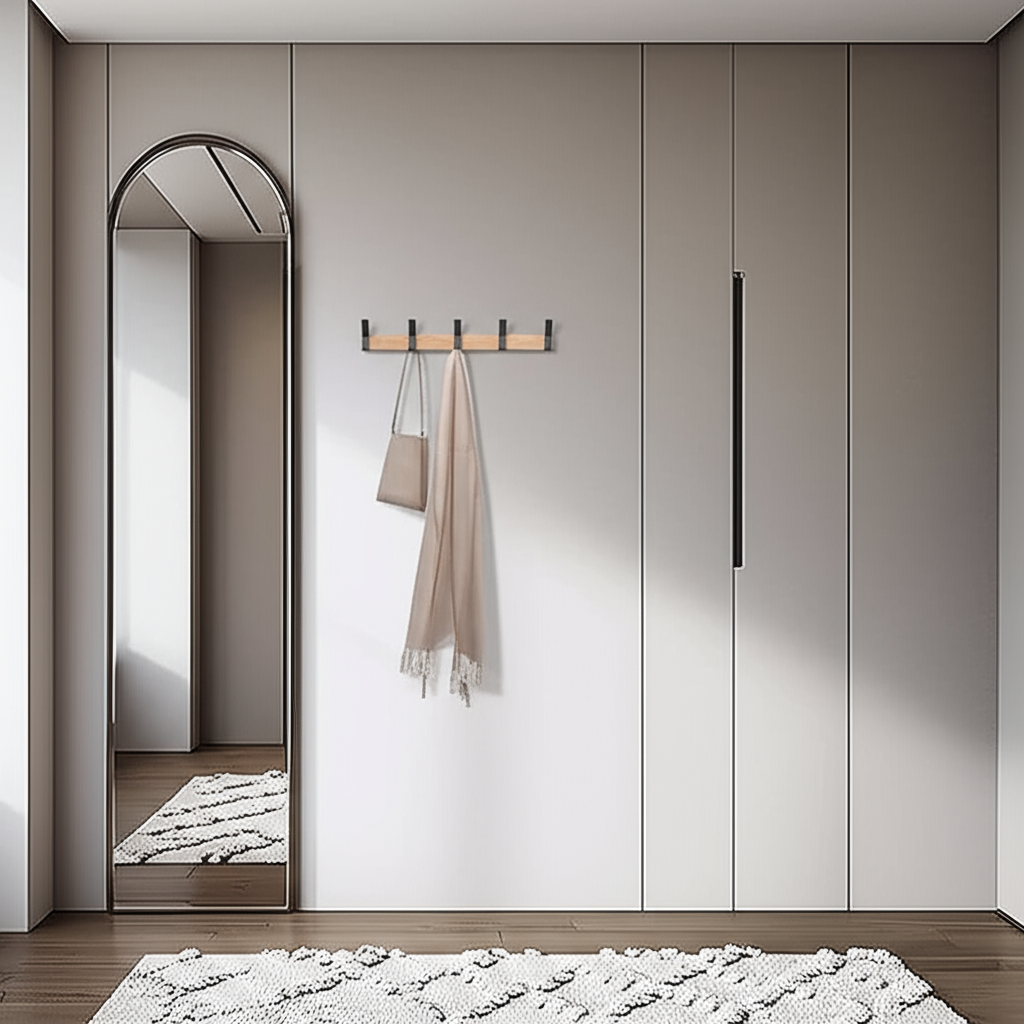 Wandkapstok Zwart – Verstelbare Haken – 40 cm – Scandinavisch Design