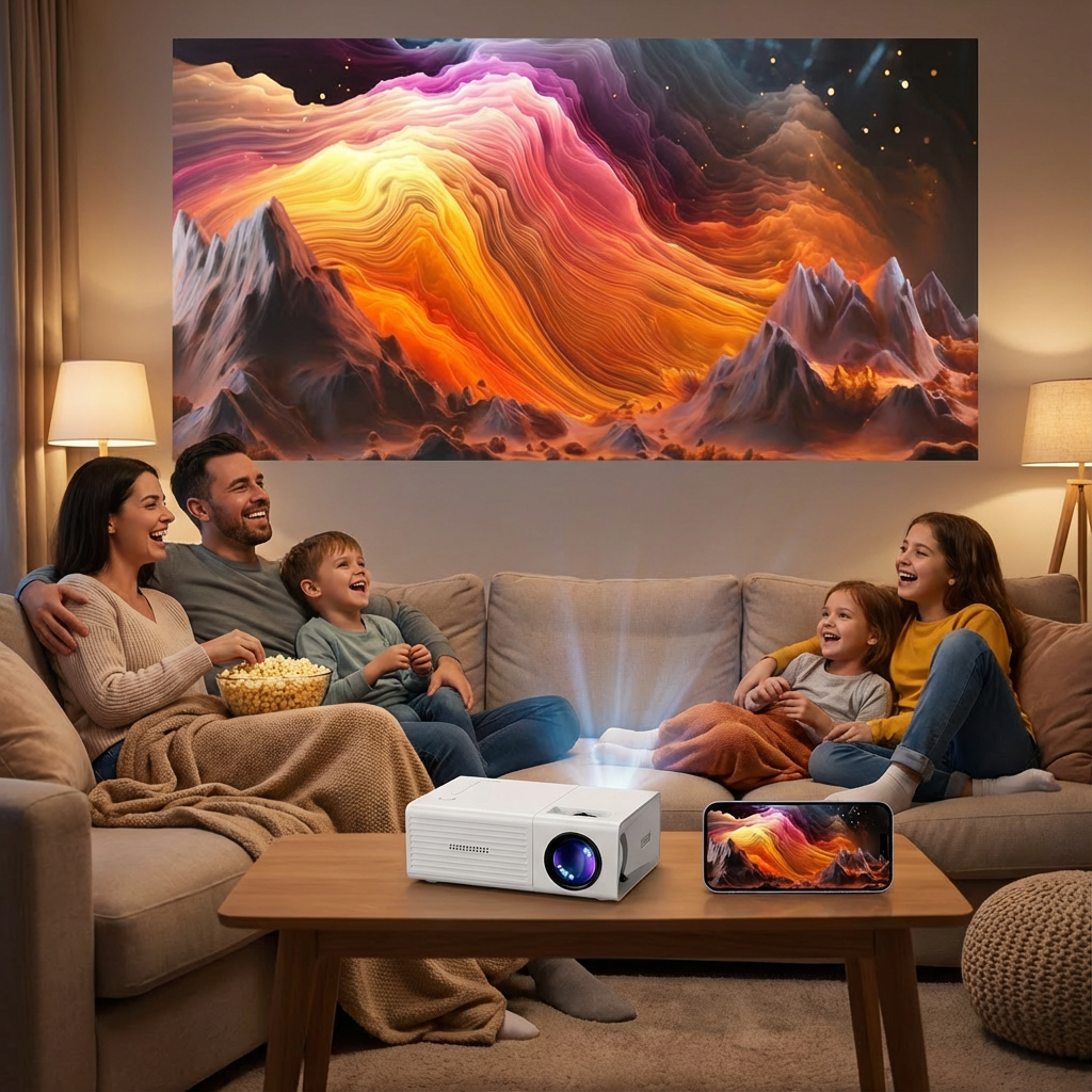 Mini Projector 3000 Lumen - Draagbaar, HDTV & USB, Perfect voor Thuisbioscoop & Buitenfilms